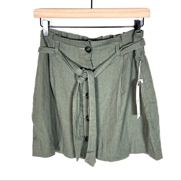 NWT Ci Sono Army green button down linen blend casual skirt size large L B95 - Picture 1 of 4
